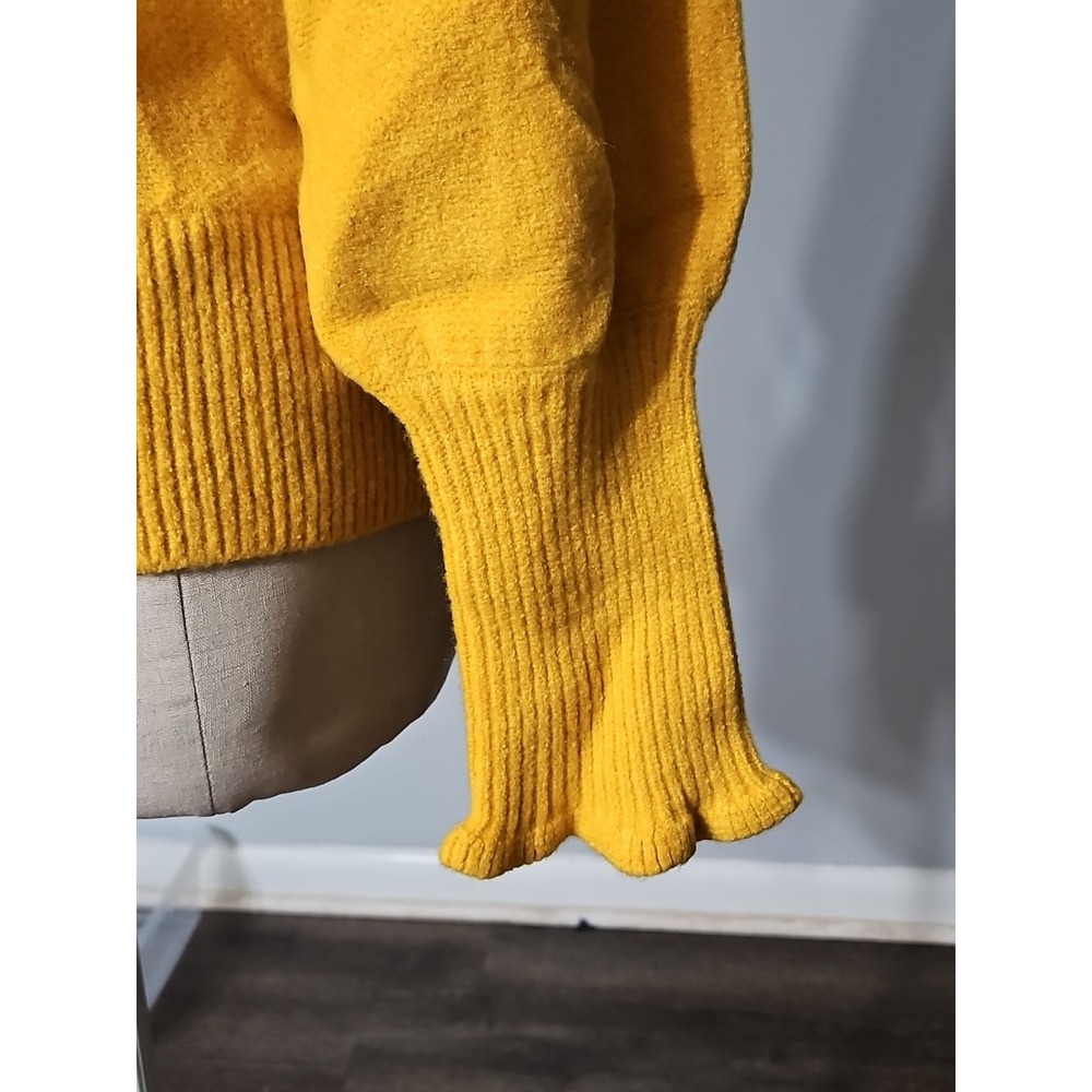 Goodthreads Women Medium Long Ruffle Sleeve Knit Sweater In Yellow - Picture 5 of 11